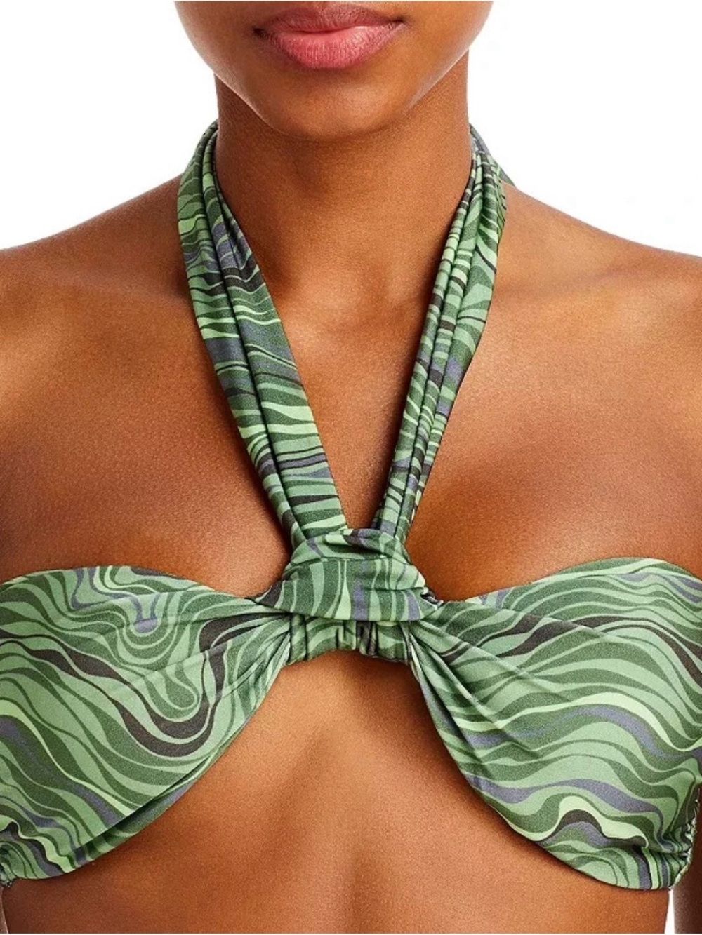 cult gaia Green Patterned Bandeau Bikini Top